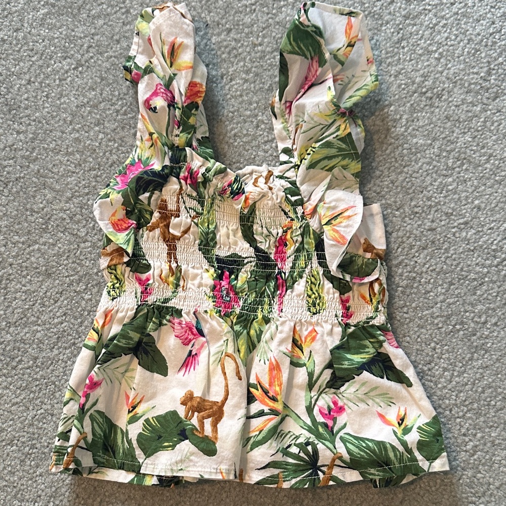 Janie and Jack Floral Ruffle Top